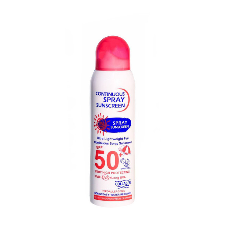 اسپری ضد آفتاب بیرنگ وکالی، SPF 50، مدل 001، مناسب انواع پوست چرب با حجم 235 میلیلیتر، محافظتکننده در برابر اشعههای UVA و UVB، ضد آب و مرطوبکننده، روشنکننده، ضد لک و پیری، دارای فرمولاسیون فاقد چربی، کلاژن، ویتامینهای C و E، با ماندگاری 2 ساعته