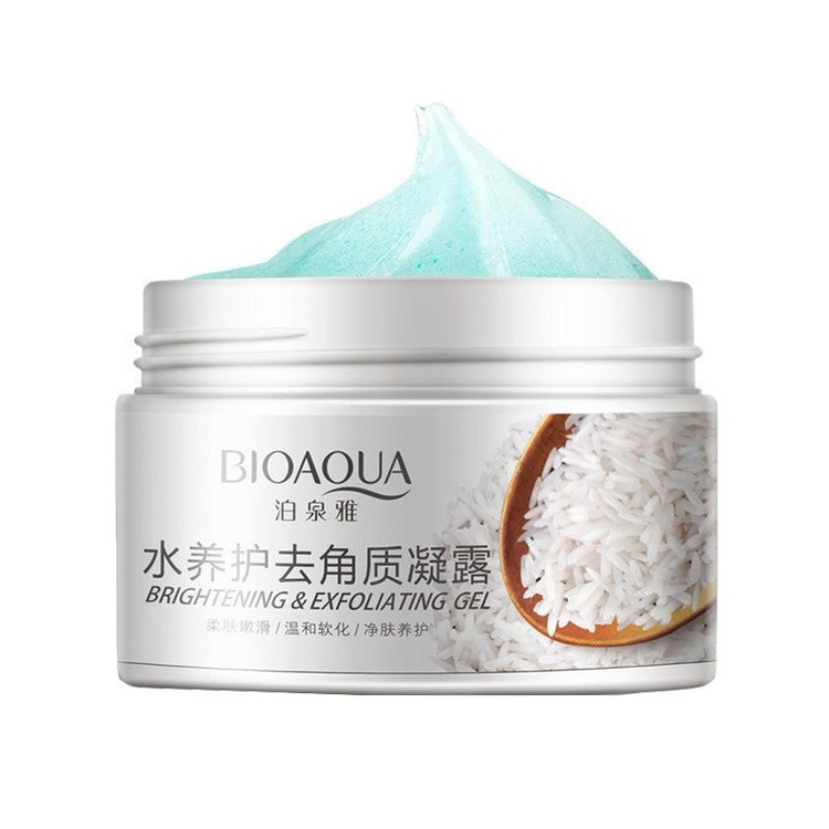 ماسک لایهبردار و روشنکننده صورت و بدن بایو آکوا مدل لایه بردار برنج با حجم 140 میلیلیتر، حاوی آلوئهورا و پروتئین گندم، مناسب پوست مختلط و افزایش شفافیت و لطافت پوست