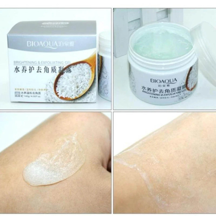 ماسک لایهبردار و روشنکننده صورت و بدن بایو آکوا مدل لایه بردار برنج با حجم 140 میلیلیتر، حاوی آلوئهورا و پروتئین گندم، مناسب پوست مختلط و افزایش شفافیت و لطافت پوست
