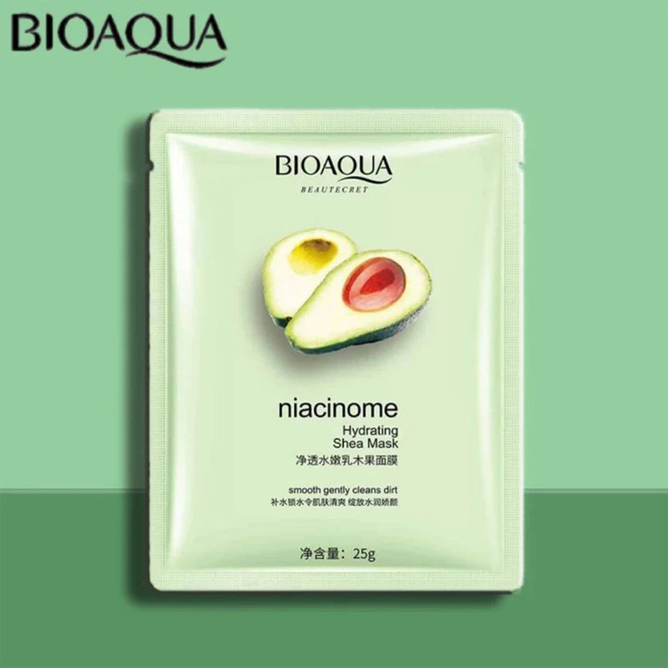 ماسک ورقهای صورت بایو آکوا مدل آووکادو 25 گرم آبرسان و نرمکننده قوی پوست خشک، رفع زبری و چینوچروک، کاهش گودی و پف دور چشم، جوانکننده و تقویتشده با ویتامینهای تقویتی مناسب آقایان
