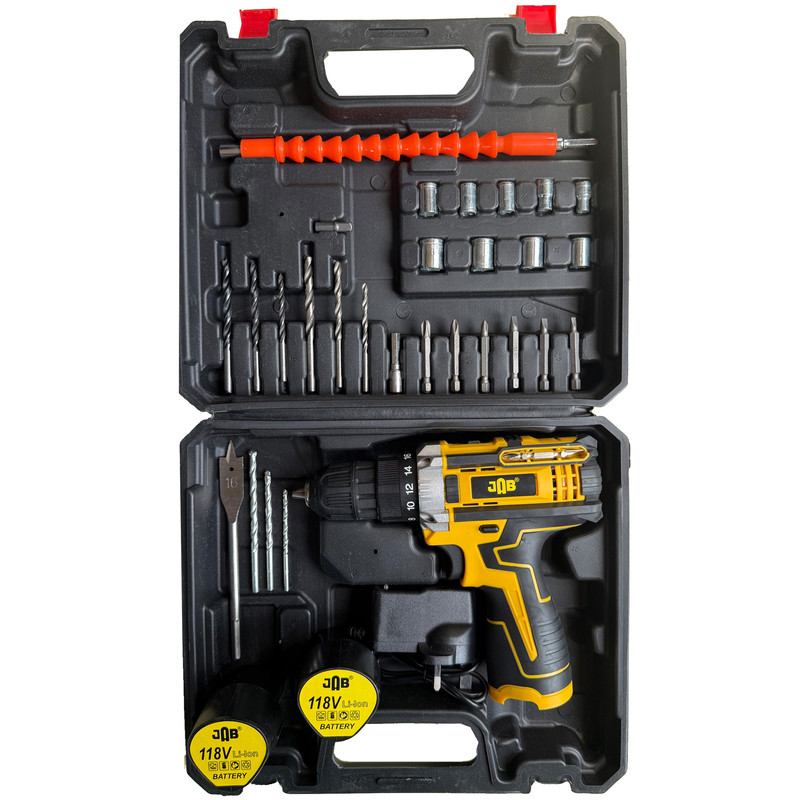 مجموعه 35 عددی دریل پیچ گوشتی شارژی 10 میلیمتری 118 ولت جاب مدل JB-118 Industrial YW
