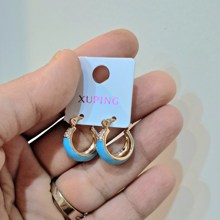 گوشواره حلقه ای زنانه ژوپینگ مدل میناکاری مدرن