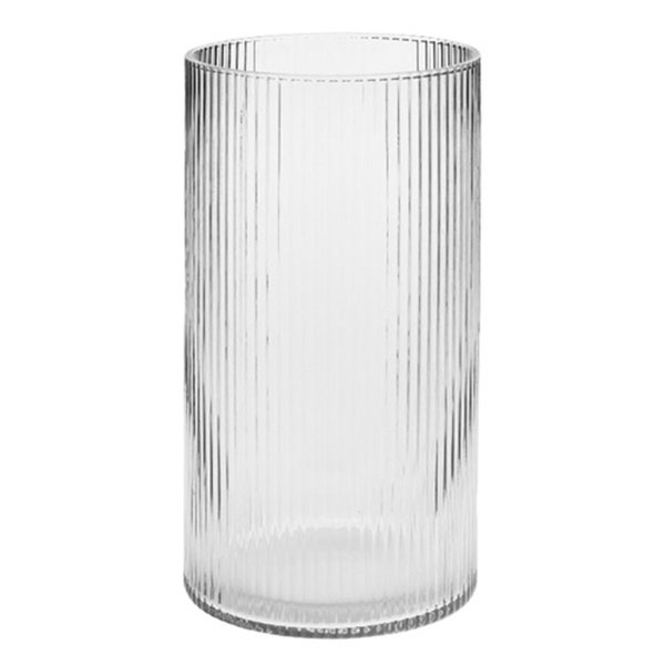 گلدان دکوری شیشه ای مدل استوانه ای راه راه کد 1050
