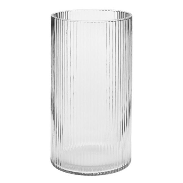 گلدان دکوری شیشه ای مدل استوانه ای راه راه کد 1050