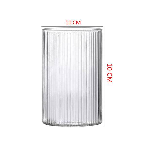 گلدان دکوری شیشه ای مدل استوانه ای راه راه کد 1010