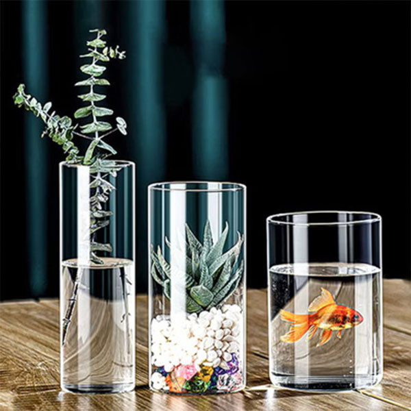 گلدان دکوری شیشه ای استوانه ای کد 1215