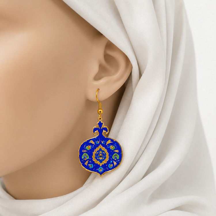 گوشواره آویز زنانه مدل دست ساز رزینی میناکاری
